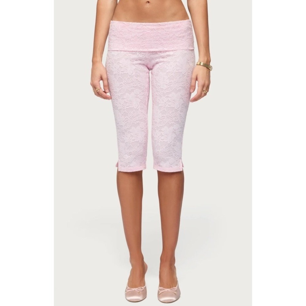 EDIKTED Talisa Foldover Lace Capri Leggings NWOT SIZE S